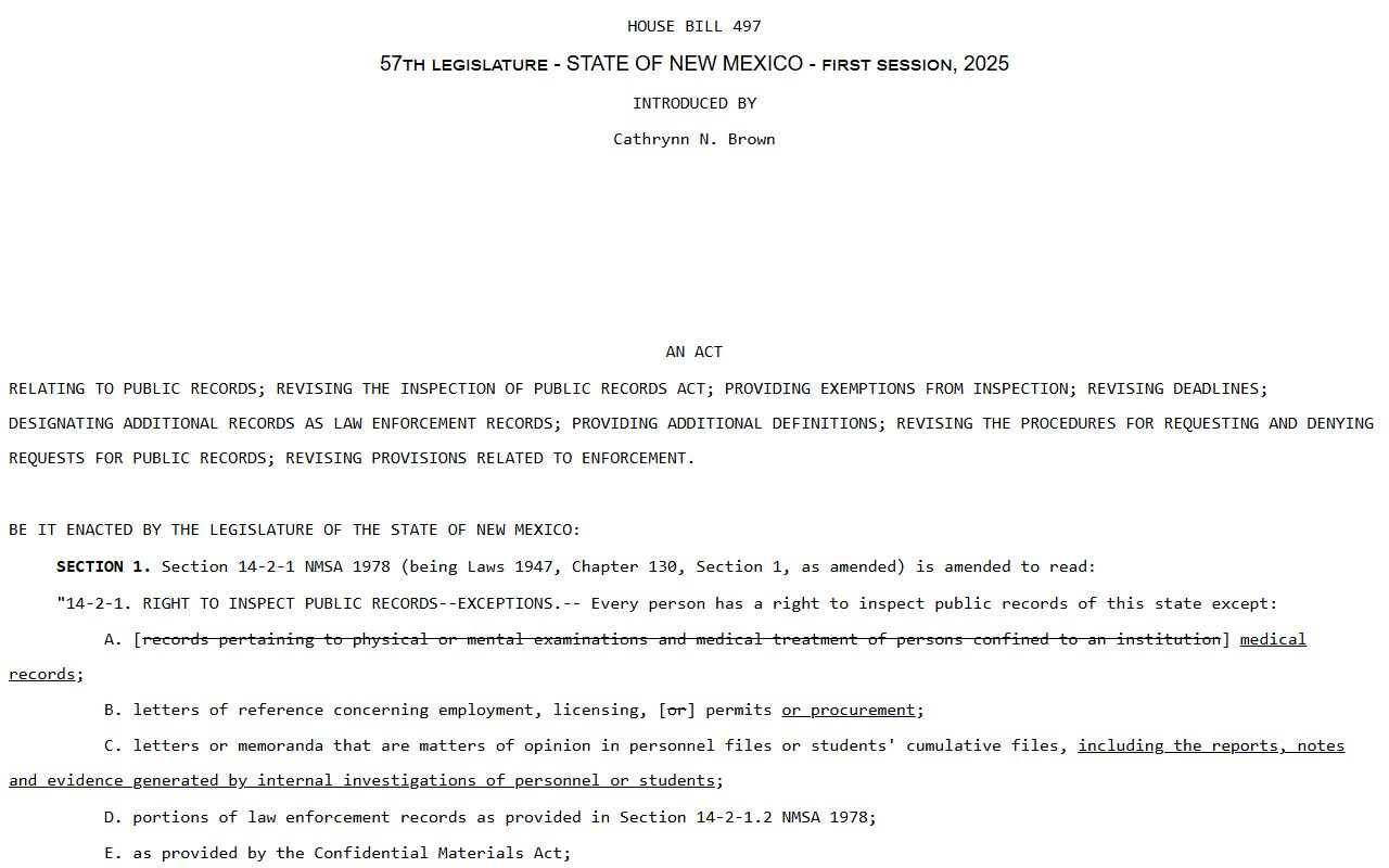 Bernalillo County court records IPRA statutory text