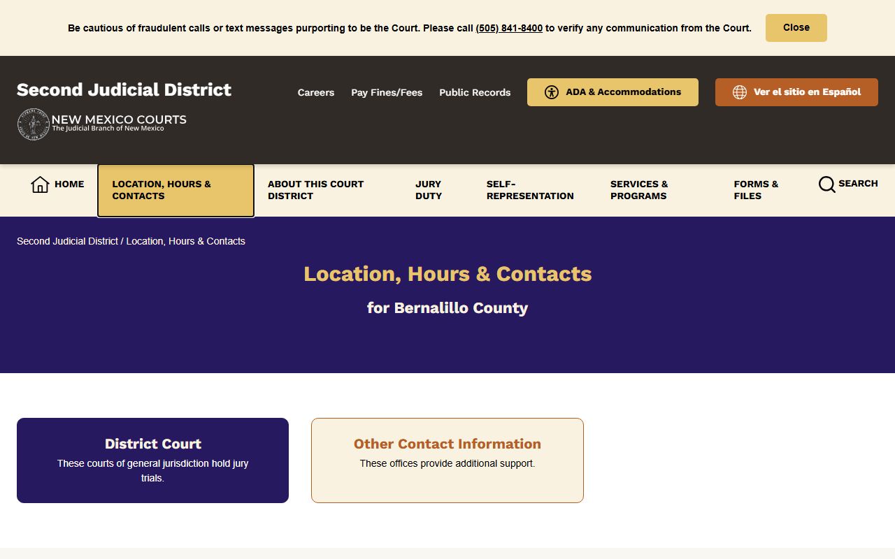 Bernalillo County court records courthouse contacts
