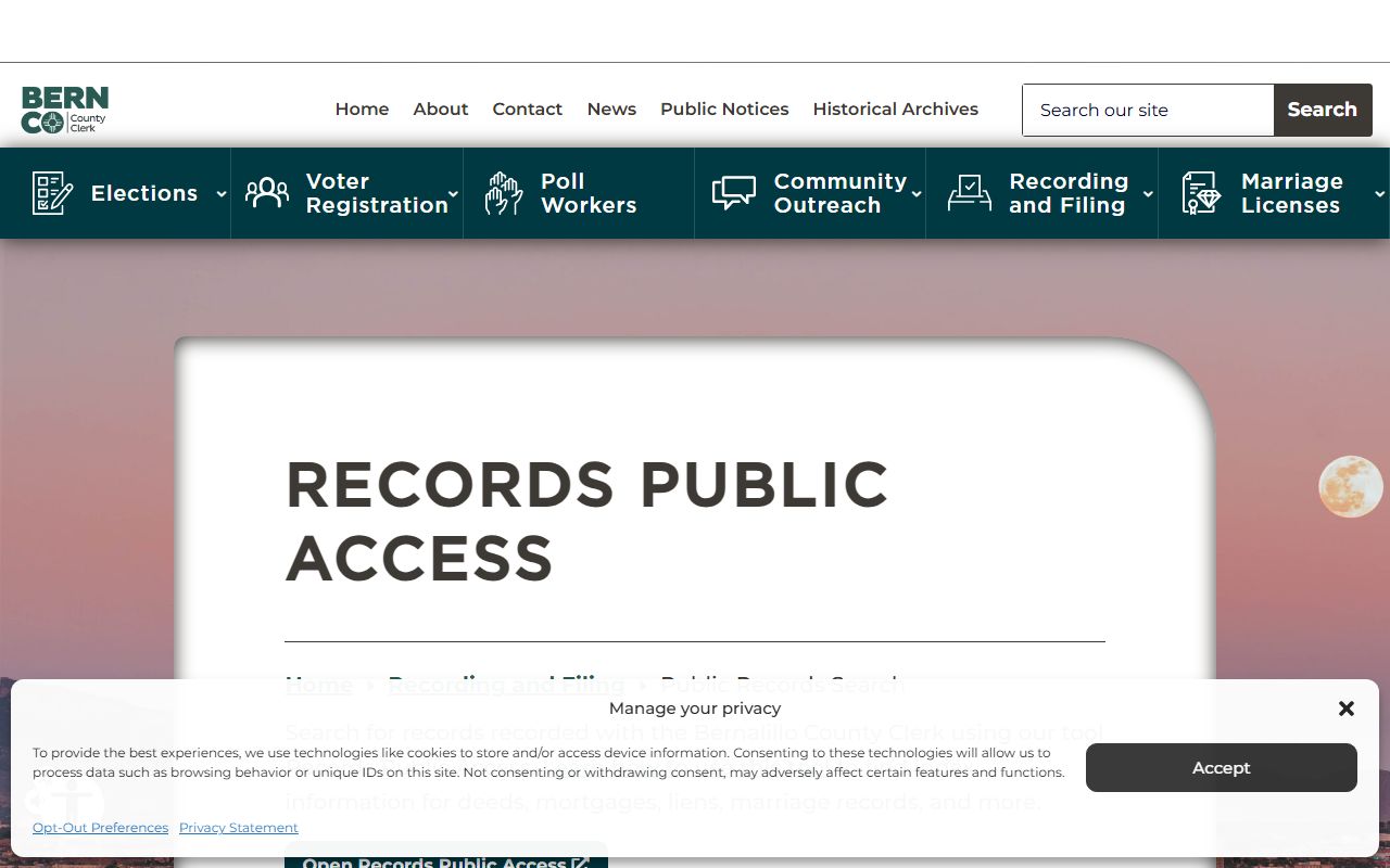 Bernalillo County marriage records public records search