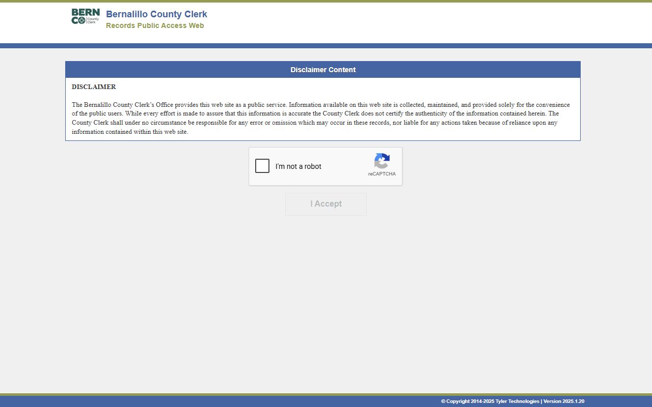 Bernalillo County marriage records Tyler self service portal
