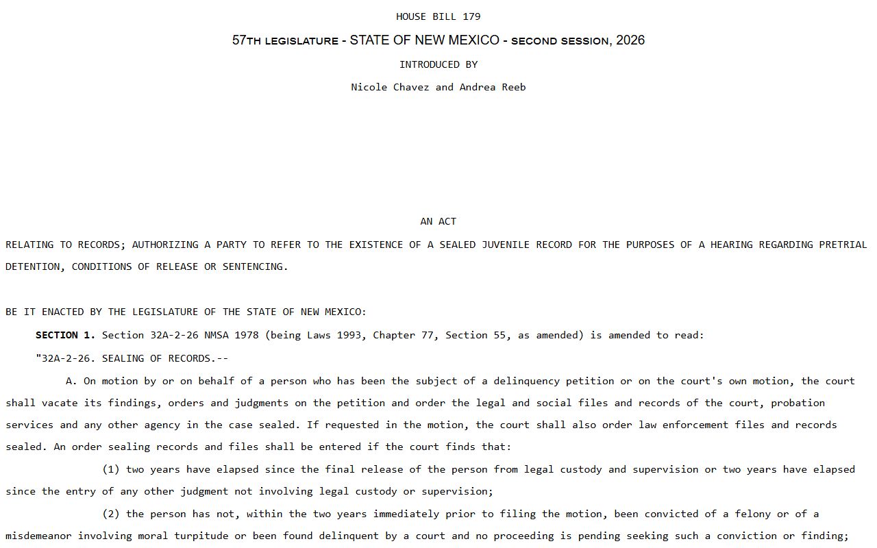 Bernalillo County probate records juvenile sealing restriction source