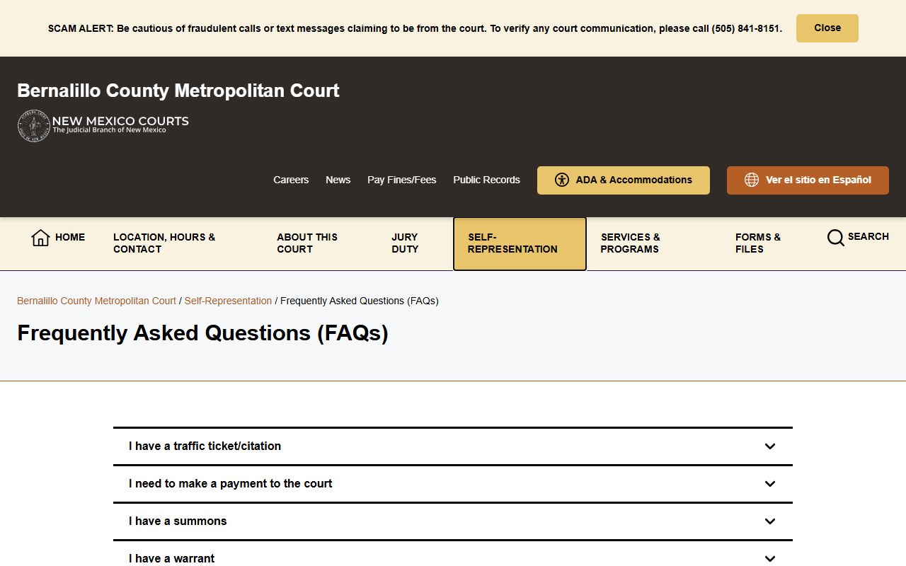 Bernalillo County traffic court records Metro Court traffic FAQ